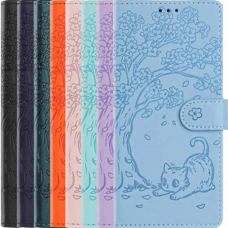 Charming Cat Tree Flip Wallet Phone Case with Cash Holder