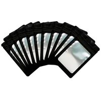 100pcs Matte Black White Mylar Flat Zip Lock Plastic Package Bags Smell Proof Aluminum Foil Plastic Zip Bag Pouches with Window 2