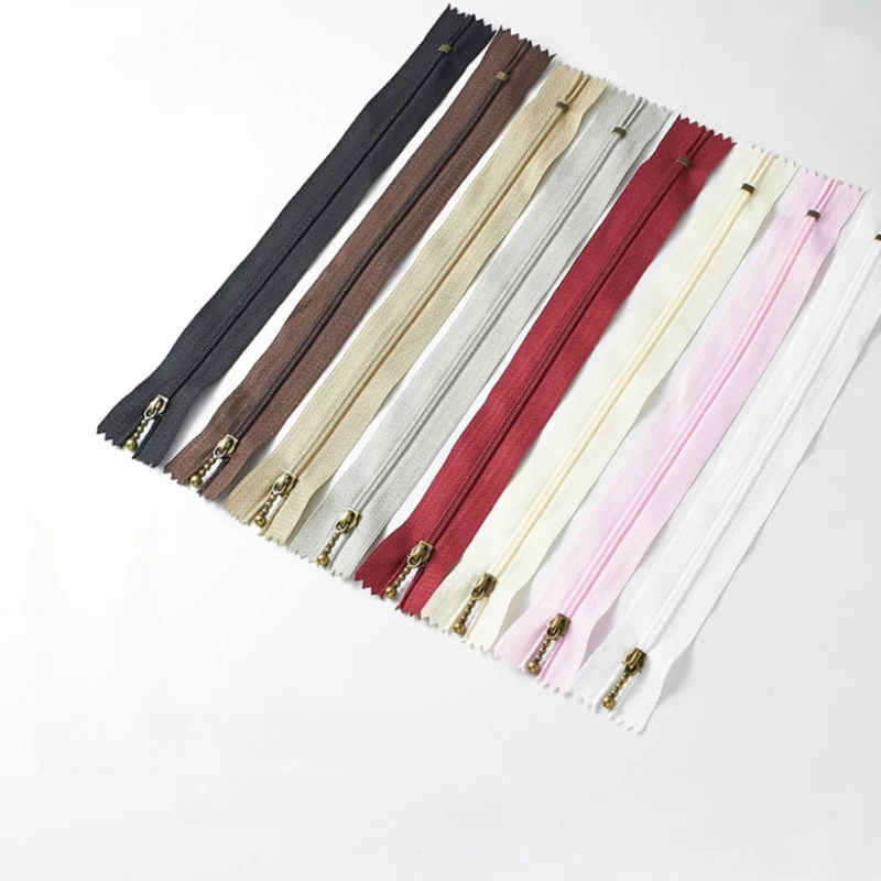 랜덤 컬러 핸드백 지퍼가 달린 수제 DIY 가방, 브론징 클로즈 테일 짧은 지퍼 잠금 해제, 멀티 컬러, 3 번 나일론, 10 개