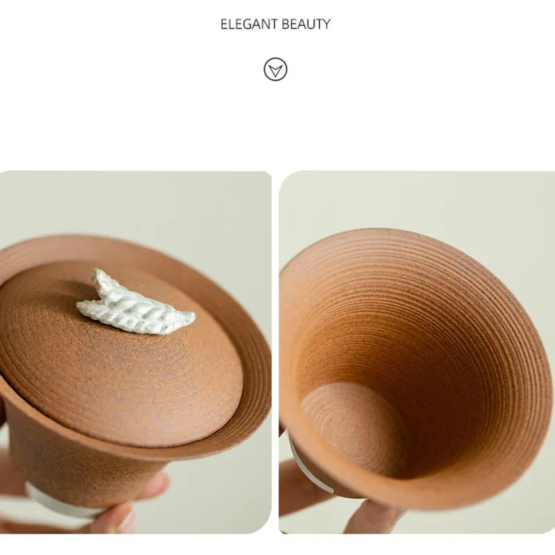 Chinese Gaiwan Old Rock Mud Handmade Tea Cup Ceramic Cover Bowl Garglin Kungfu Tea Set Gai Wan Tureen Jingdezhen Saw Clay Tool