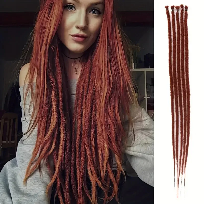 Synthetic Dreadlock Crochet Extensions 10 Strands Hippie Single Ended Dreads Ombre Blonde 0.6 cm Width Loc Extensions