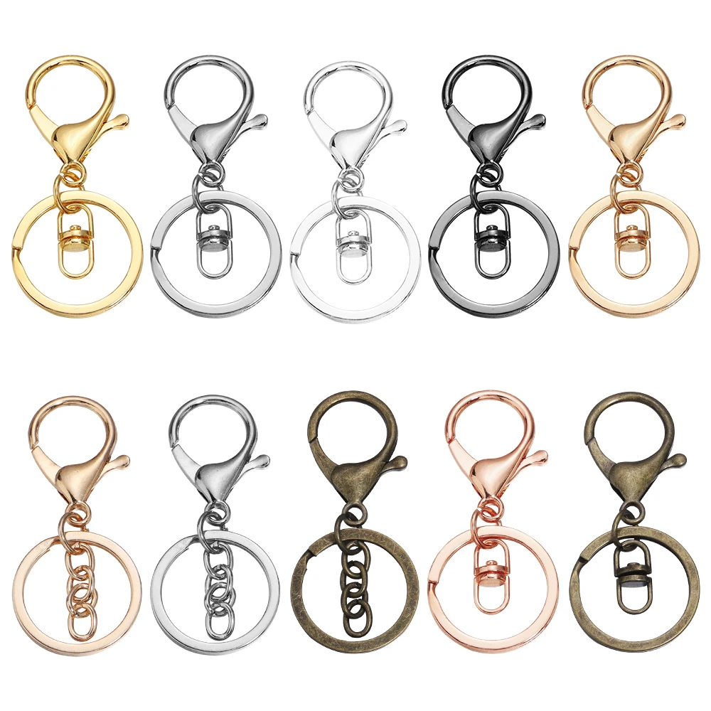 5-20pcs/lot Metal Blank Keyring Keychain Spring Buckle Key Rings Lobster Clasp Key Chain Pendant Ring Stainless Steel Rings