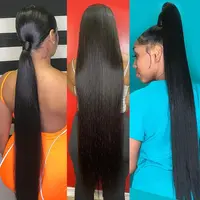 Extensions de cheveux naturels indiens Remy vierges non traités, couleur naturelle, lisses comme des baguettes, 1 à 4 mèches pour femmes noires 4