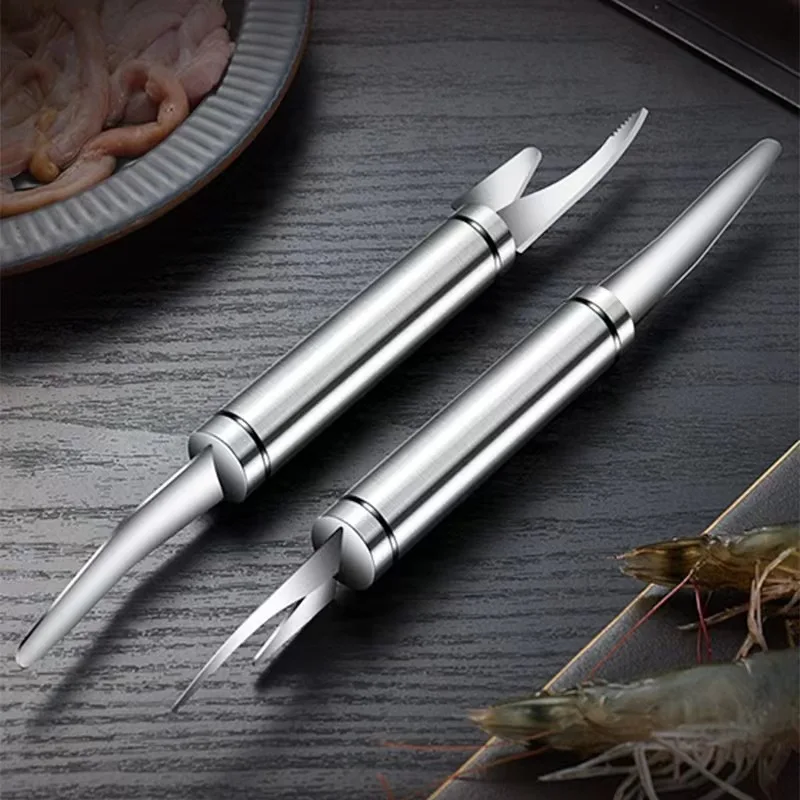 Double-headed Shrimp Line Knife Kitchen Accesories Cleaning Tools Stainless Steel Multifunctional Fish Maw Cutter Utensils Bar