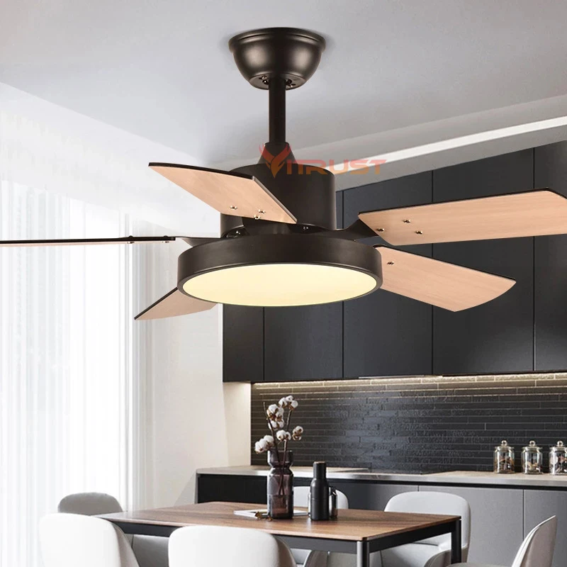 LED Ceiling Fan With Lamp 32inch 36in 56in Wood Low Floor Remote Control Ceiling Fan Ventilator Living Room Dining Bedroom