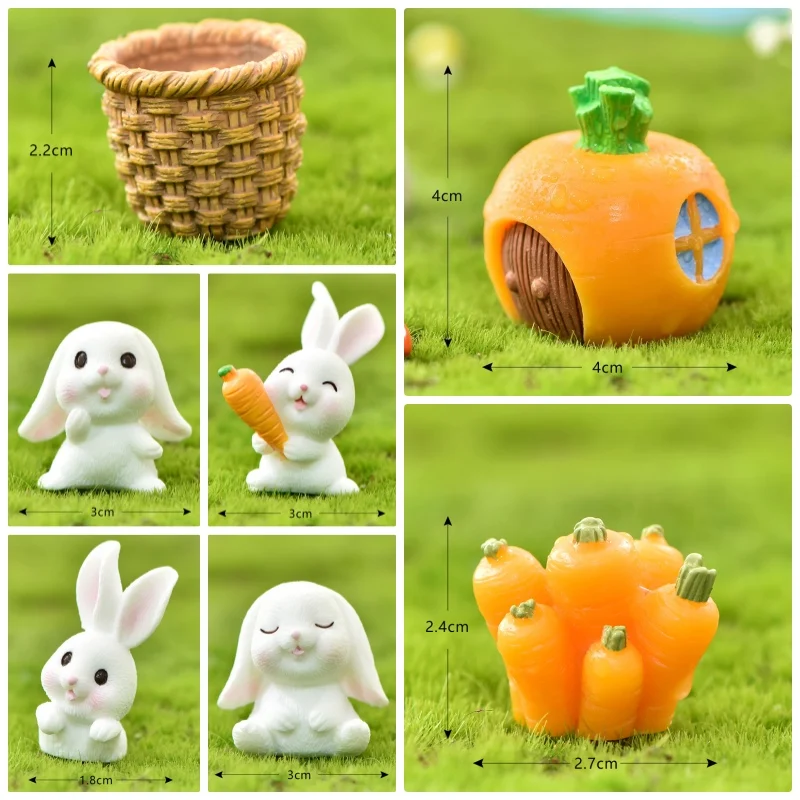 Rabbit Ornaments Christmas Easter Cute Rabbit Figurine for DIY Landscape Home Room Decor