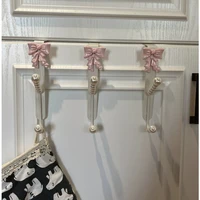 French Bow Key Holder, Double-Layered Pearl Clothes Hooks, Charming Bedroom Door Scarf Hanger, Exquisite Wall Decor 2