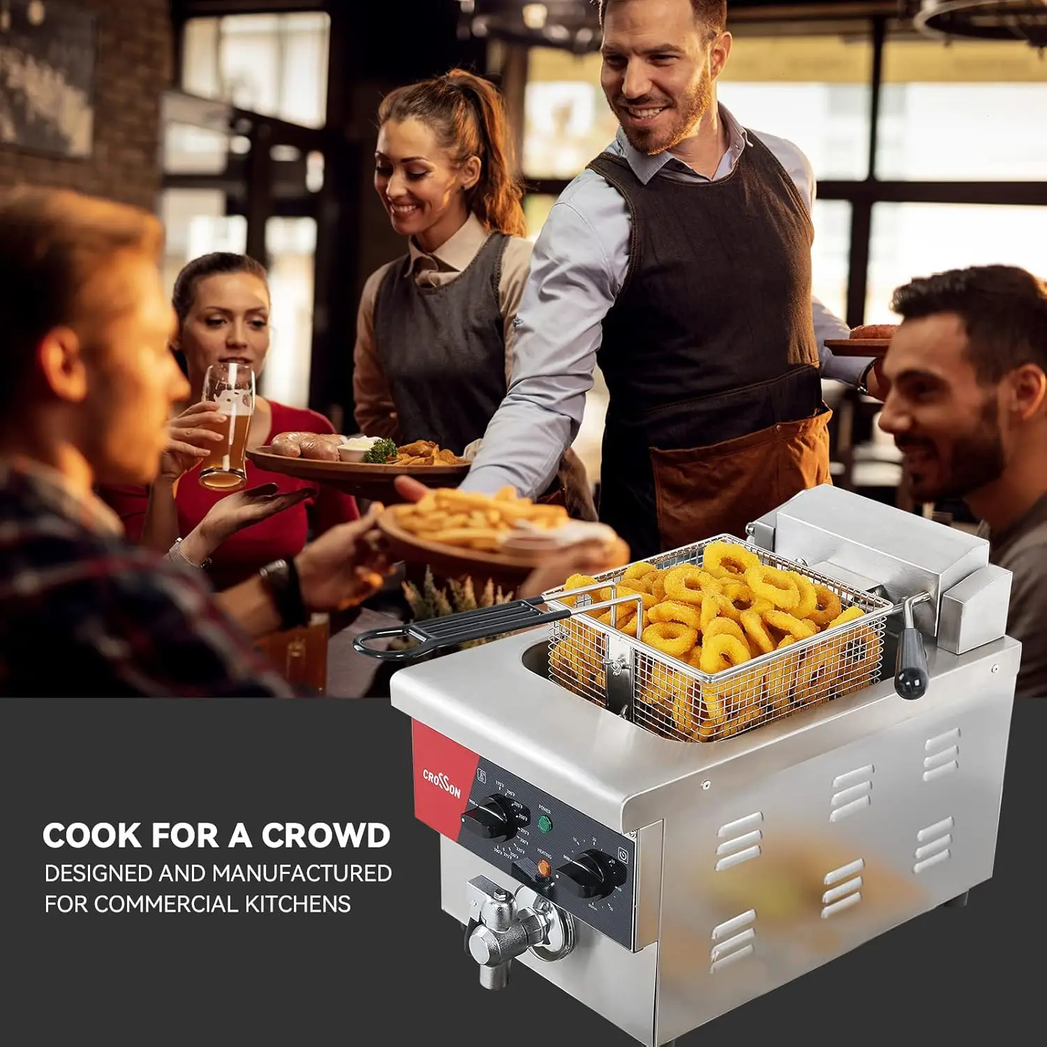 Deep Fryer Extra Large with Drain,Timer,Basket and Lid for Restaurant Use  Commercial 6