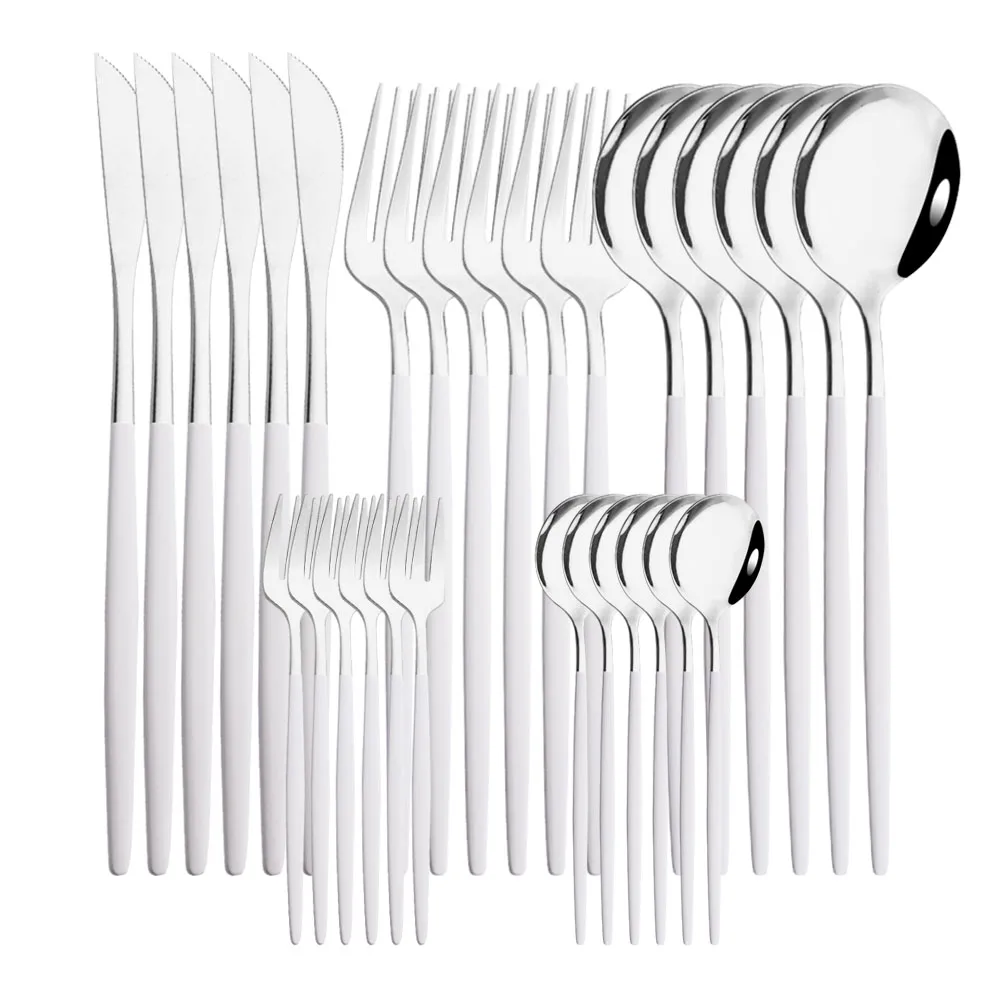 30Pcs White Silver