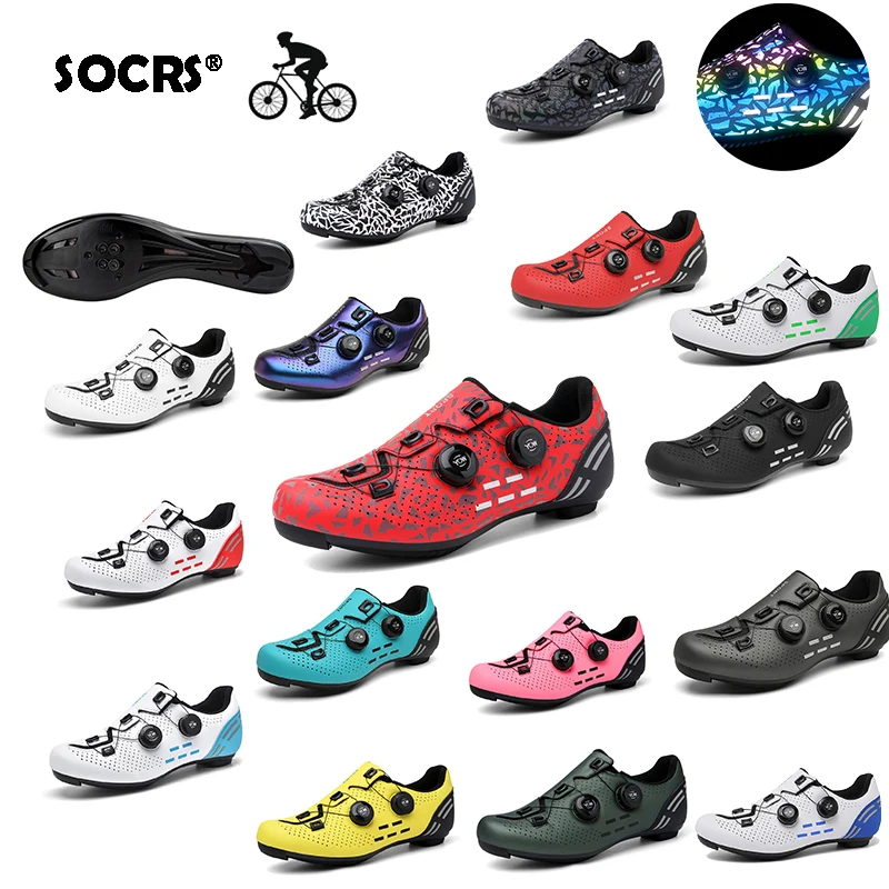 

SCORS 14 Colors Professional Luminous Cycling Shoes Ciclismo Carbon Fiber MTB Men Sneakers Women Mountain Bike Speed Locked