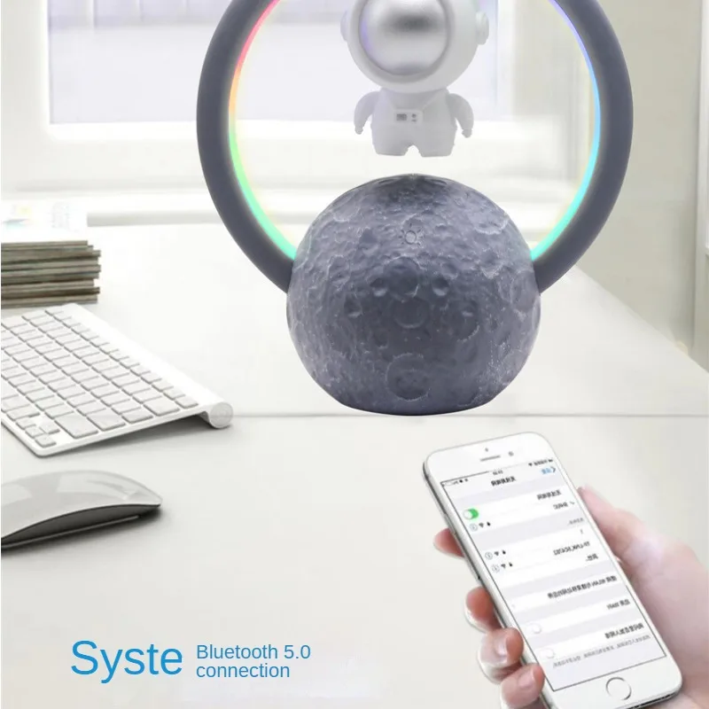 Magnetic Levitation Astronaut Lamp Figurine RGB LED Night Lamp With Wireless Bluetooth Speaker Floating Lamp Beside Table Decor