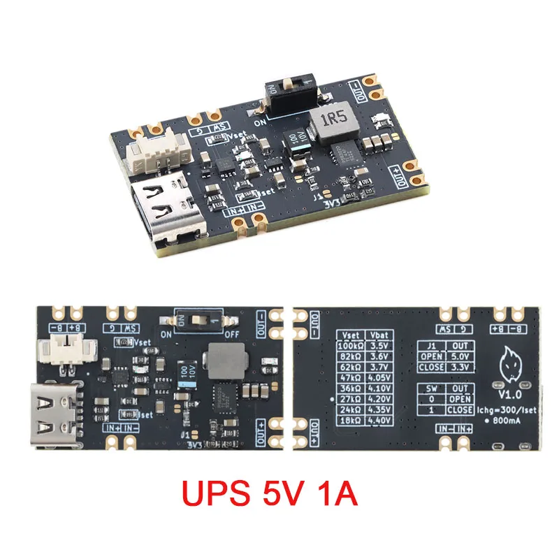 STM32 ESP32 장치용 C형 3.3V 5V 출력 1.5A 리튬 배터리 충전 기능이 있는 미니 UPS 전원 모듈