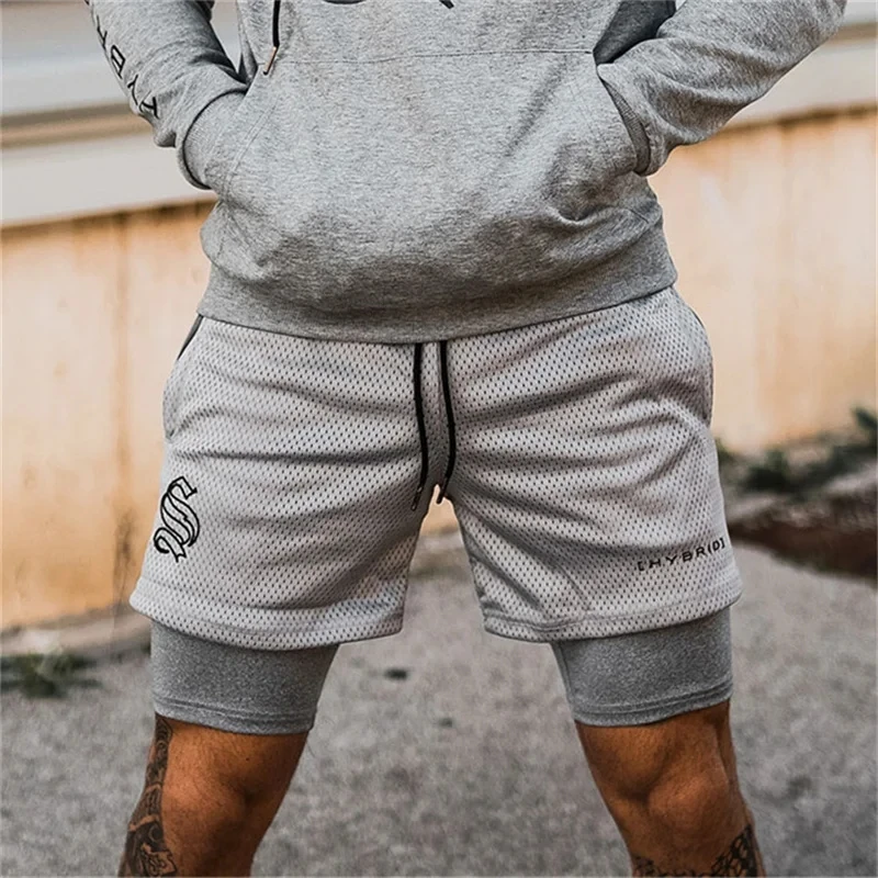 2024 summer mesh Sports Shorts Men Double-deck Jogging Running Shorts Men 2 IN 1 Mens GYM Shorts Fitness Workout Short Pants Man 3