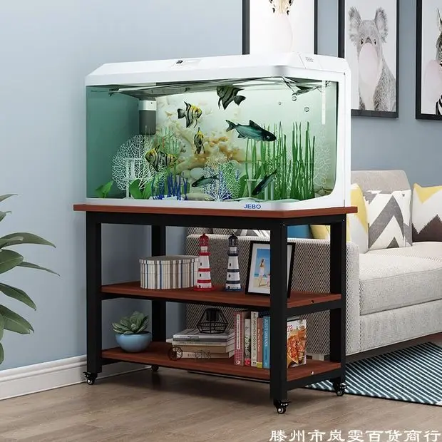 

Fish Tank Shelf Base With Pulley Movable Living Room Simple Metal Turtle Tank Table Straw Tank Rack Fish Tank Cabinet Bottom Cab