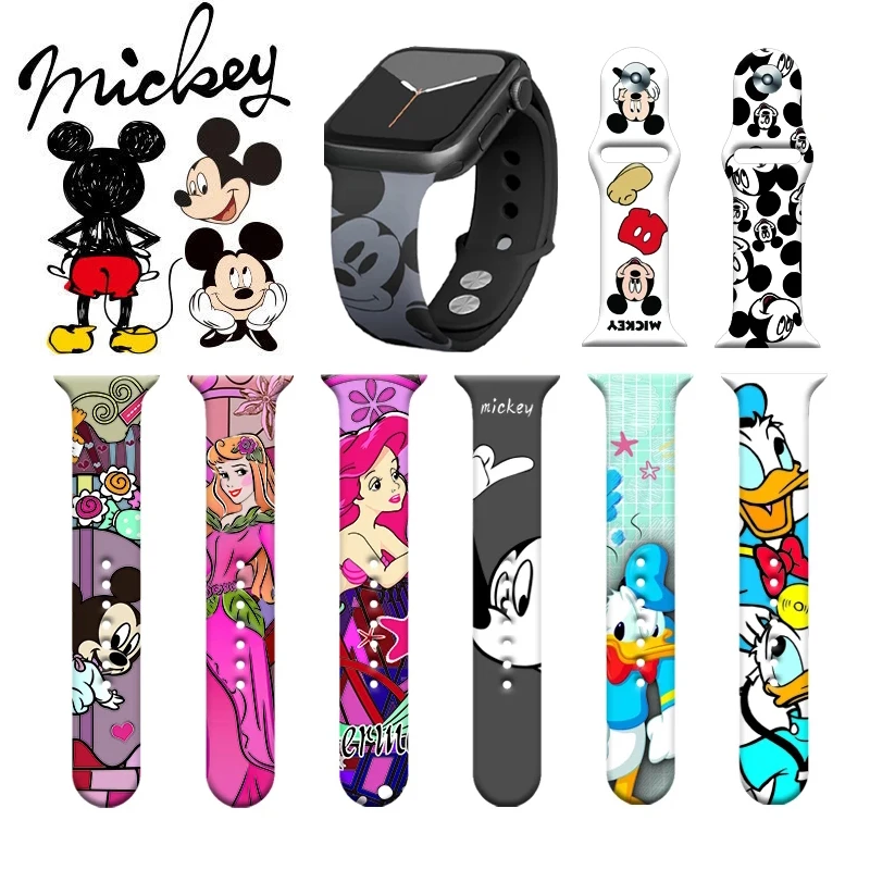 Ремешок силиконовый для Apple watch band 44/45/42/40/41/38 мм браслет аниме Микки Маус iWatch apple 6 5 3