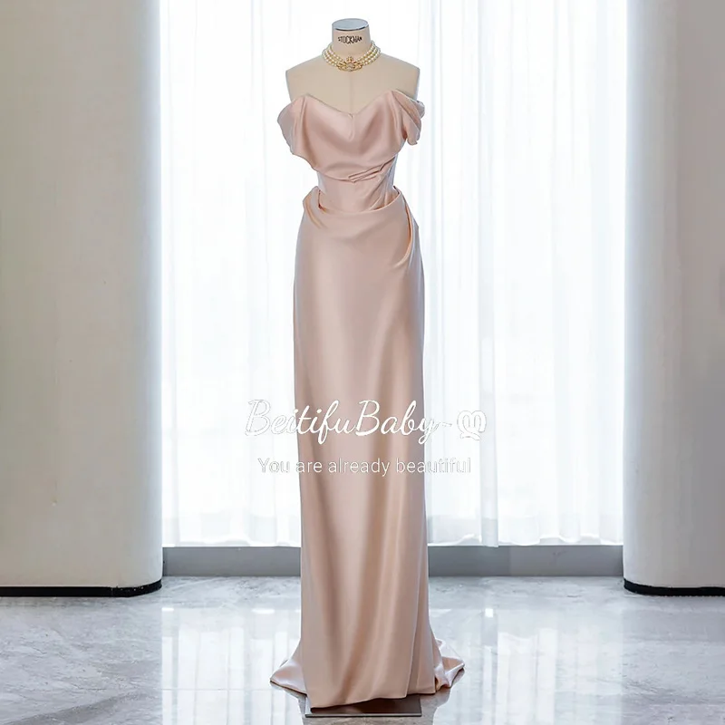BeitifuBaby Engagement Evening Dress for Women Vestidos Elegantes Strapless  Sleeveless Stain Banquet Gown Women's Prom Dresses - AliExpress 320