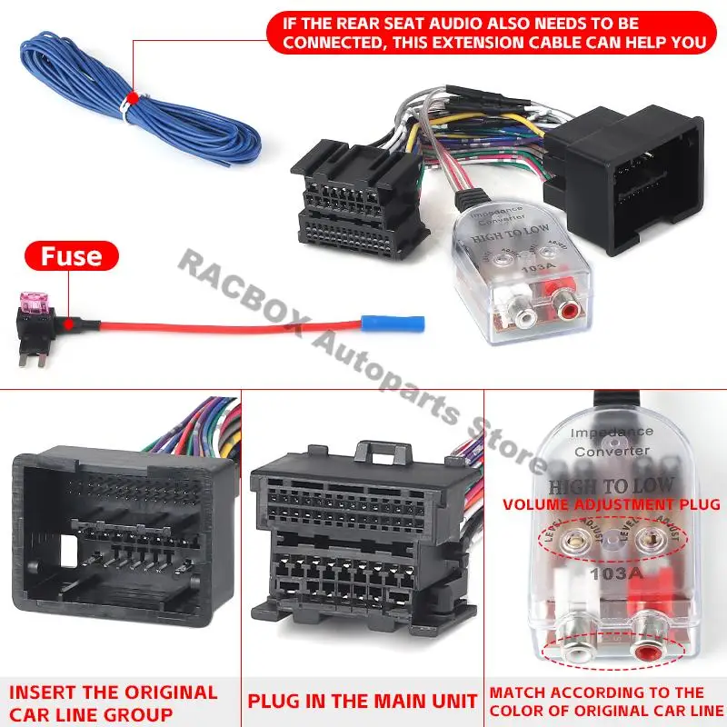 Add A Subwoofer Amplifier Adapter to Factory Radio w/Amp Turn on Wire for Chevy for GMC Buick Replace Plug & Play Harness