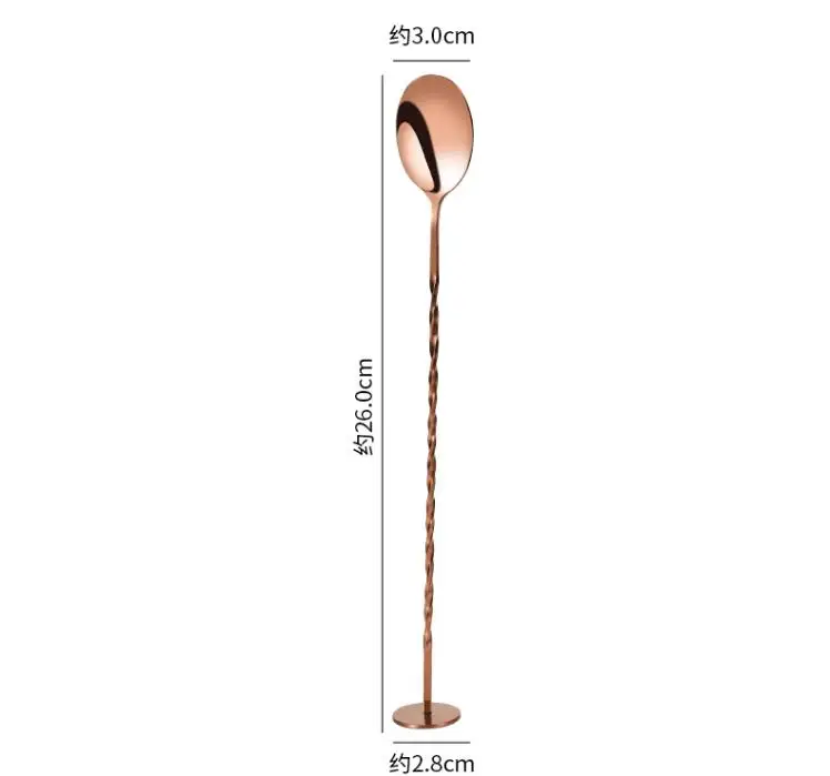 60pcs Stainless Steel Threaded Long Handle Vertical Bar Spoon Dessert Coffee Spoon Creative Bar Cocktail Mixing Ice ni361