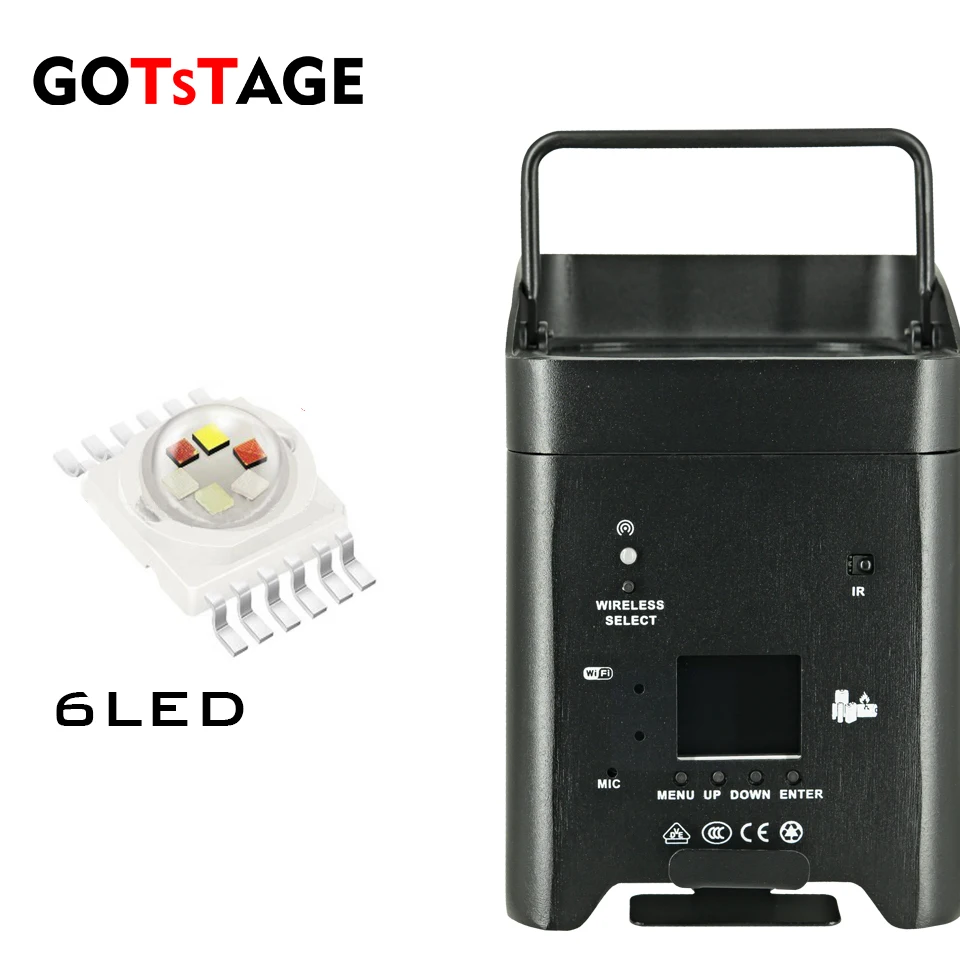 6x18w RGBWAUV LED Battery Par Wireless DMX512 Phone WIFE Wash Wall Light For Party DJ Disco Restaurant Wedding Stage rental