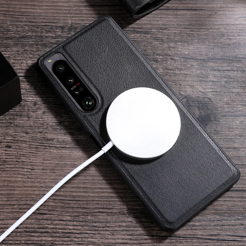 Premium PU Leather Shockproof Case with MagSafe Magnetic Wireless Charging Compatibility