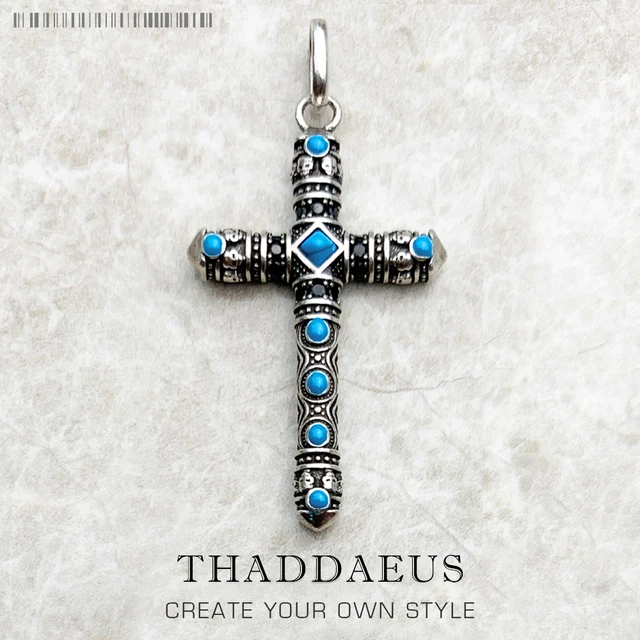 Colgante de cruz piedra azul para mujer y hombre, joyería de plata de ley 925 pura, accesorios de de Europa, regalo de fe _ - AliExpress Mobile