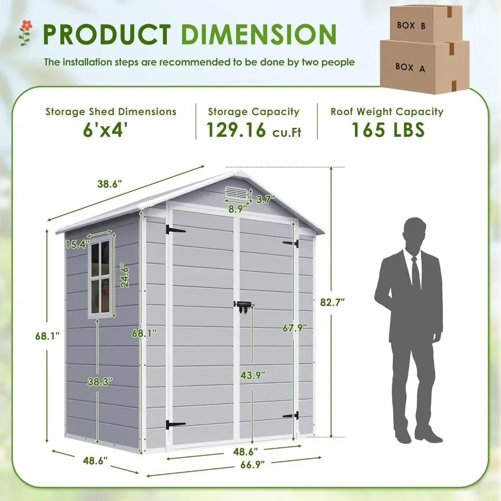 6 x 4 FT Resin Outdoor Storage Shed 3