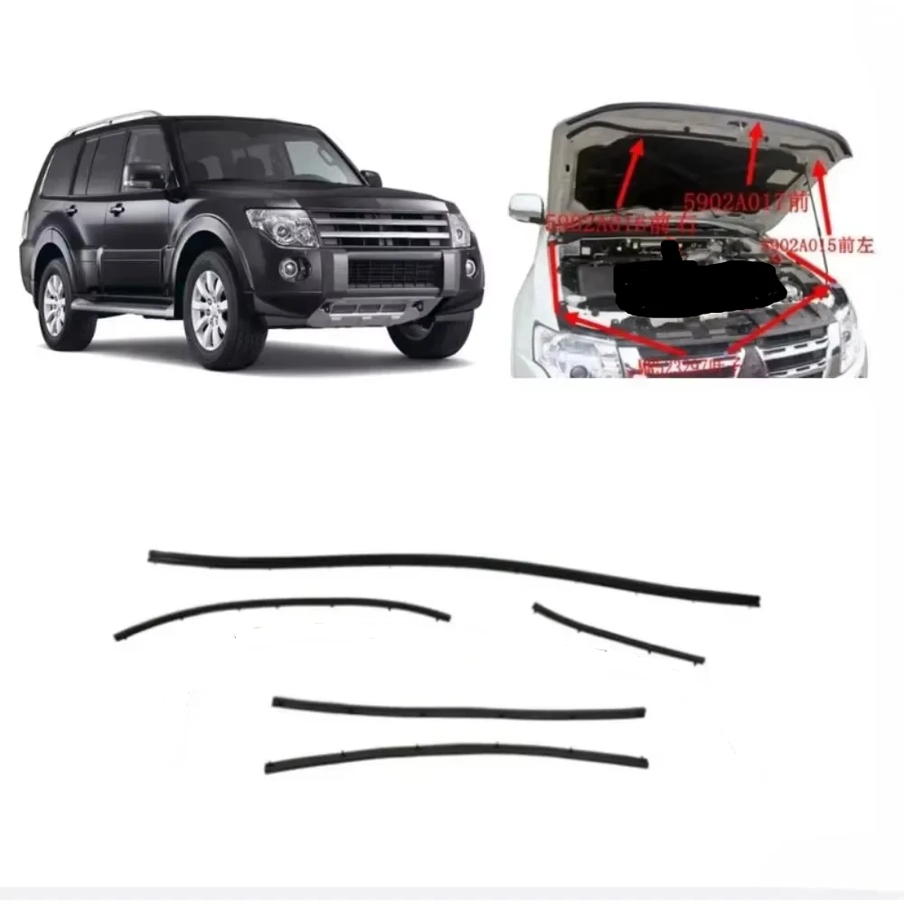 5 Pcs for Diesel Hood Rubber Seal for Pajero 4th 5902A016 V90 6 Pcs Kit Petro for Montero Weatherstrip for Shogun V80 2007-2020