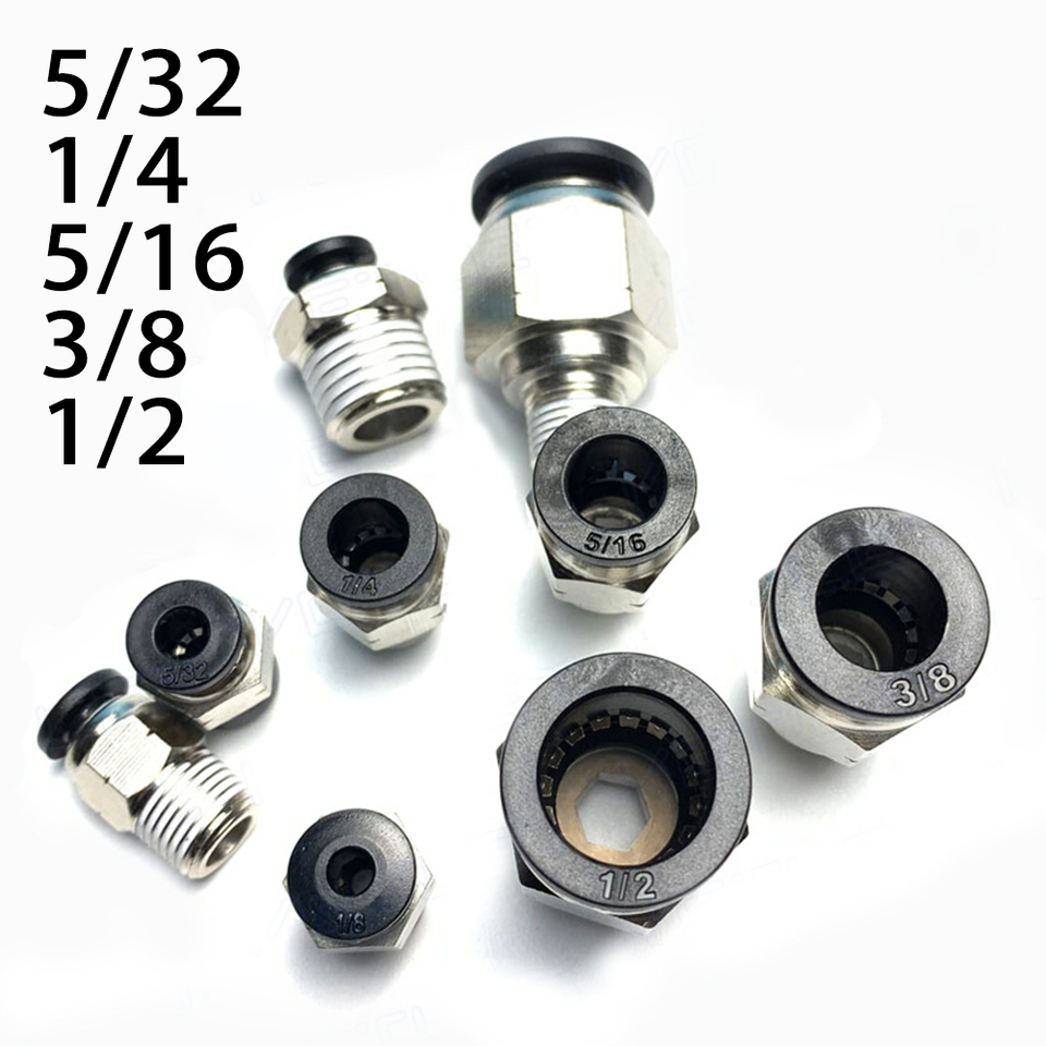 PC Pneumatic Quick Connector N1/8 N1/4 N3/8 N1/2 American NPT External Thread British Pipe 5/32 1/4 5/16 3/8 1/2 Hose Air Pipe