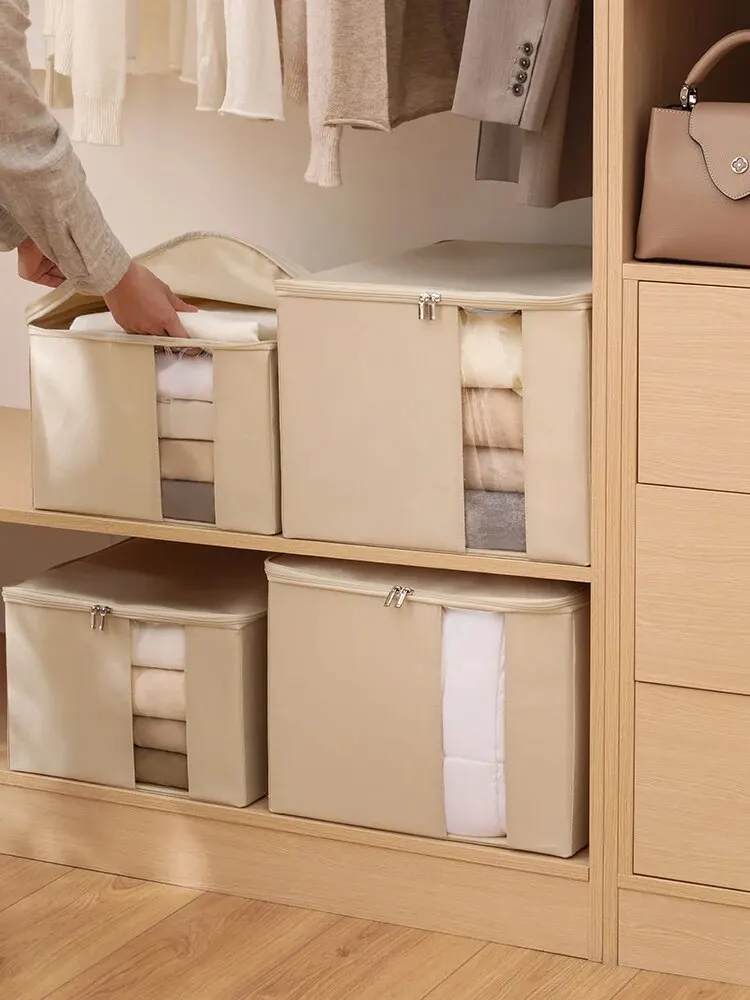 Tianzong Closet Comforters Zipper Storage Box Wardrobe Clothes Organizers with Lid Fabric Cube Home Wardrobe Folding 2