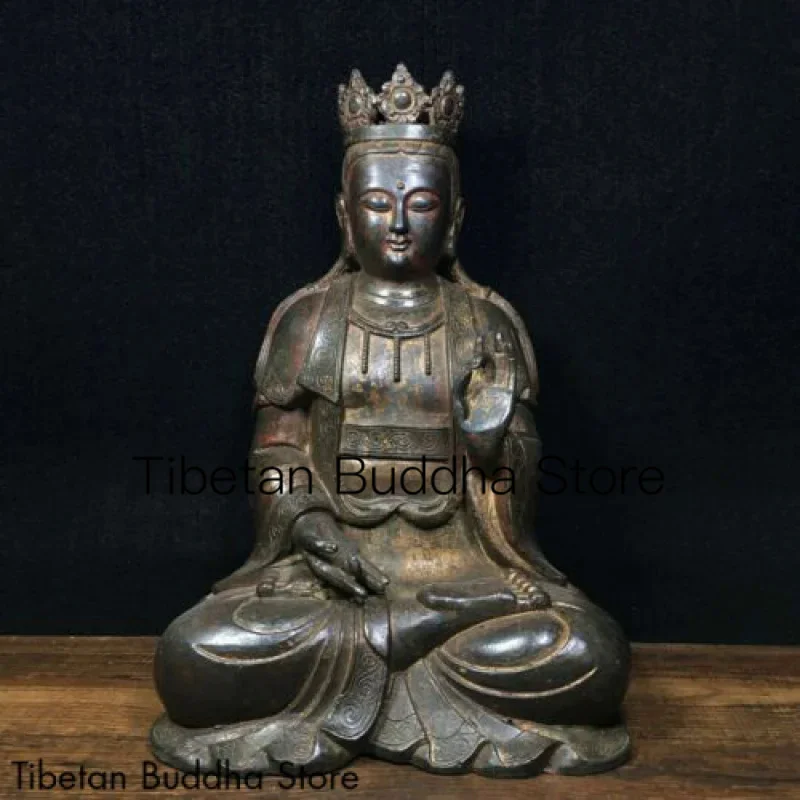 

9.6" Old Antique Chinese Tibetan Buddhism bronze gilt Bhodisattva Buddha Statue