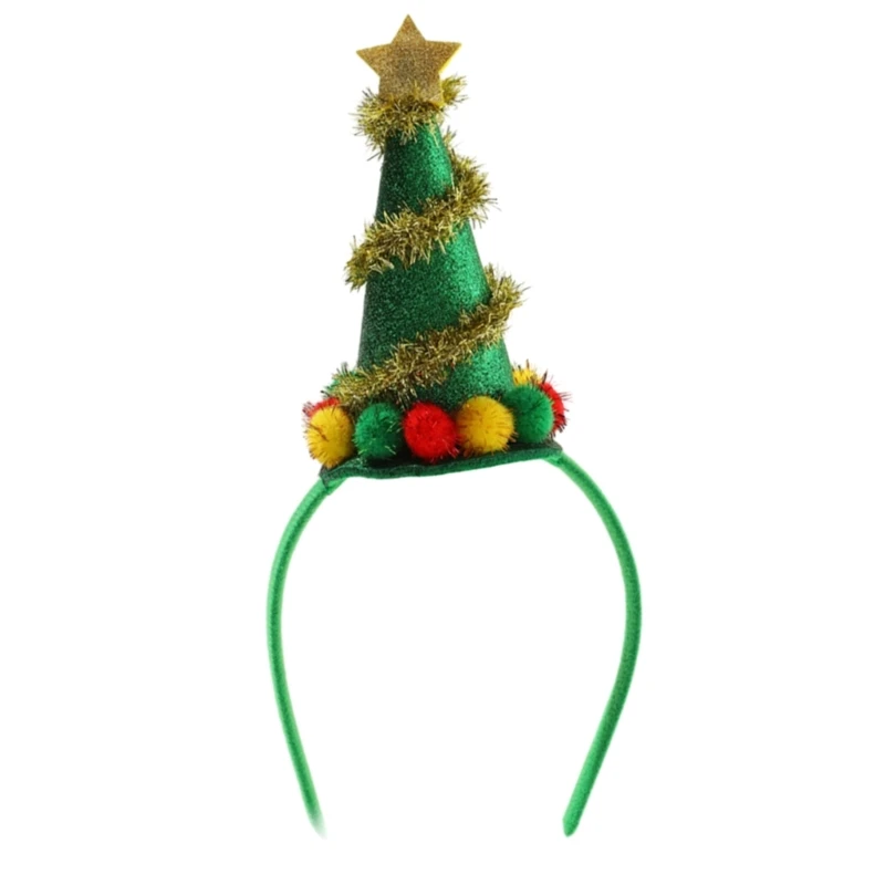 

L93F Christmas Tree Hair Hoop Furry Christmas Hat Headband Party Headwear