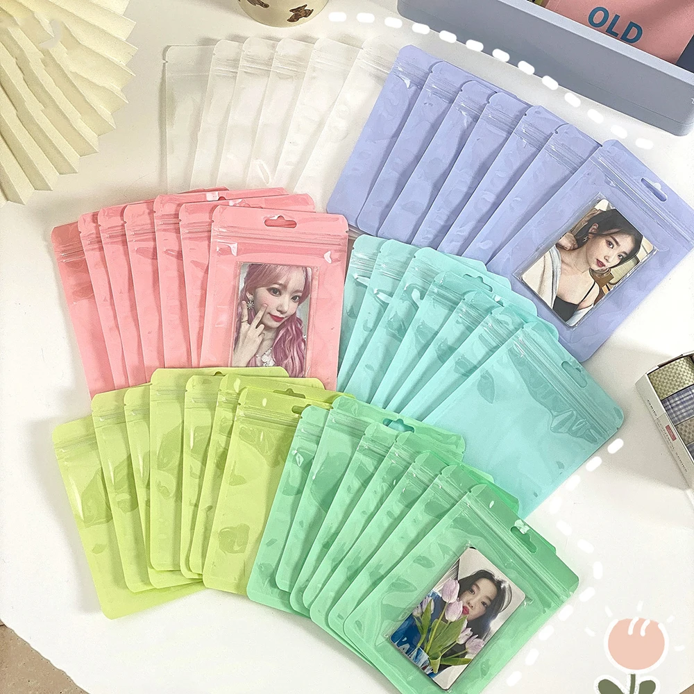 10Pcs/pack INS Kpop Photocard Storage Bag Macaroon Color Transparent Ziplock Bag Gift Packaging Sealed Bag Sticker Card Sleeve