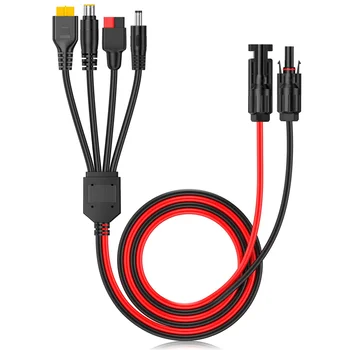 4-In-1 Solar Panel Connector Extension Cable Splitter for Anderson Connector DC Adapter Power Plug XT60 Female Conn 1