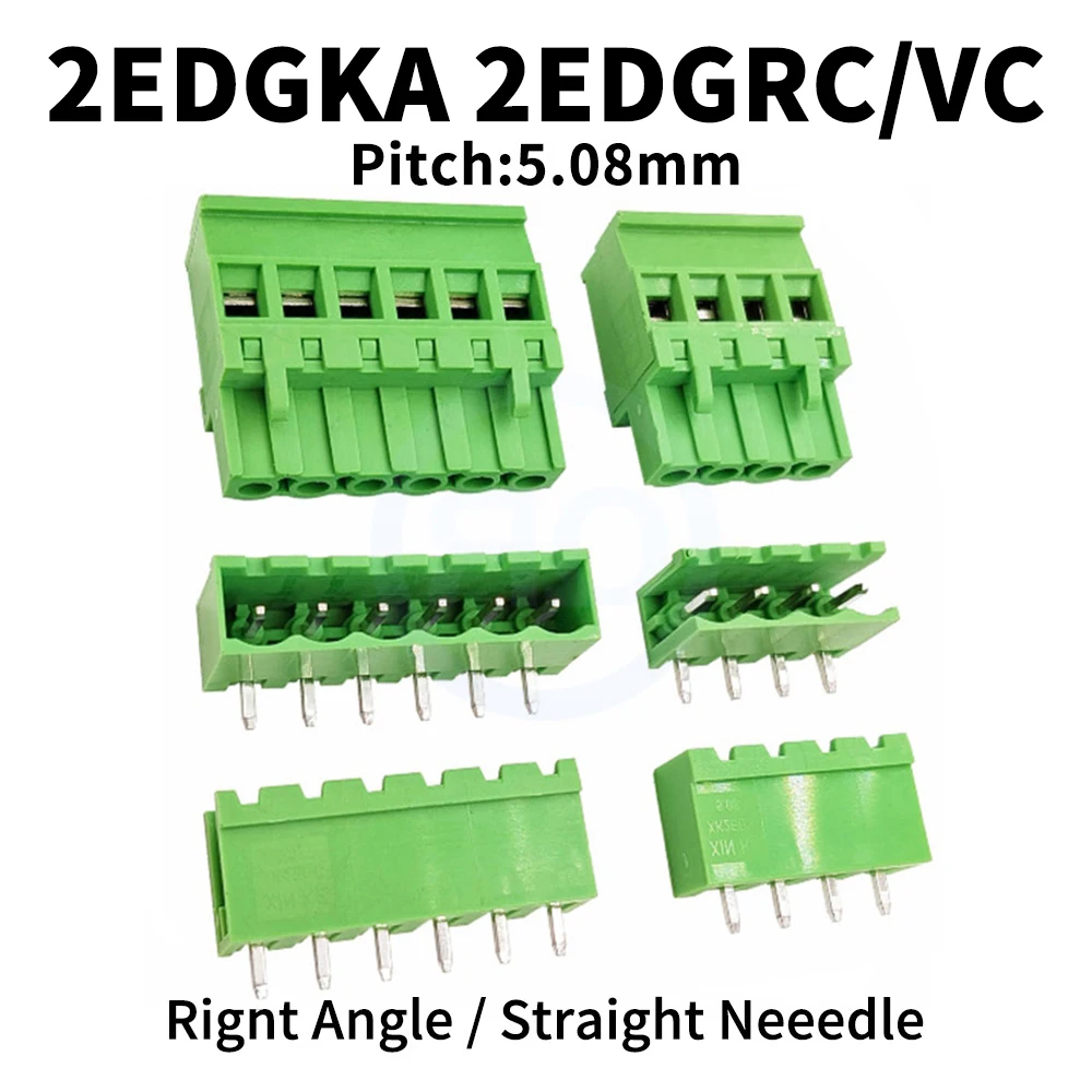 (5 Stück) KF2EDGKA 5,08mm Steckeranschluss 2EDGKA + 2EDGR / 2EDGV / 2EDGRC / 2EDVC 5.08 offen geschlossen rechtwinkliger gerader Stiftstecker 2 ~ 24-polig 15EDGKA