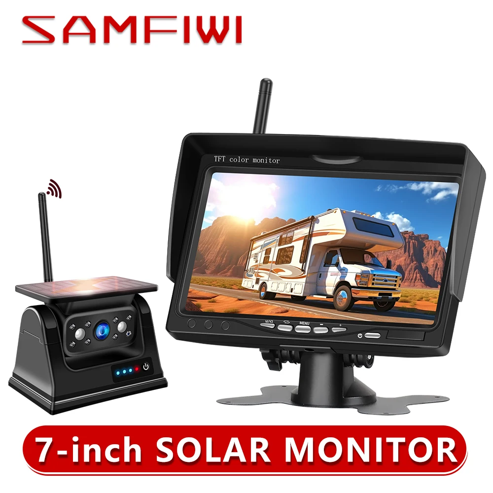 

7“Magnetic Wireless Backup Camera HD RV Backup Camera Wireless System With solar panel for Truck /RV /Bus