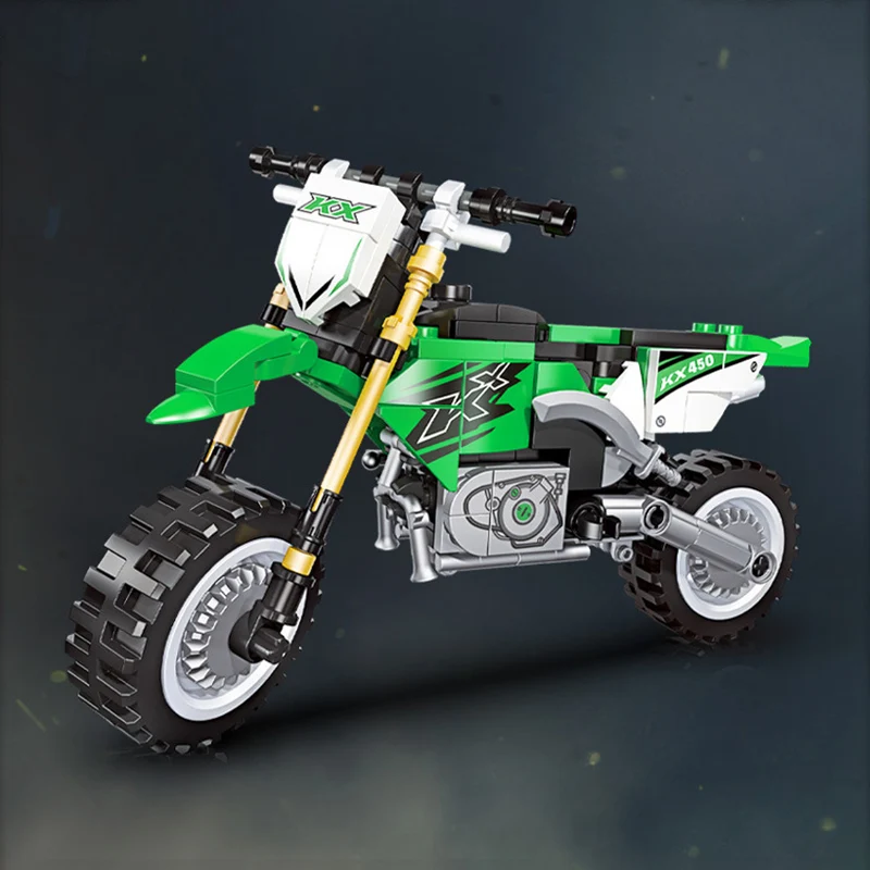 

Высокотехнологичные Кавасаки KX450 внедорожные мотоциклы гоночный локомотив строительные блоки Сборка DIY Кирпичи игрушки детские подарки