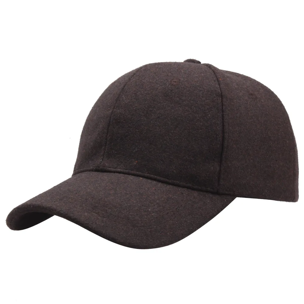 Autumn Winter Warm Felt Baseball Caps Black Gray Coffee Faux Wool Snapback Cap Trendy Streetwear Women Men Casquette Hat 5