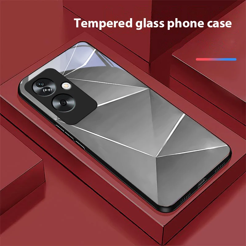 Geometric Prism Tempered Glass Black Phone Case