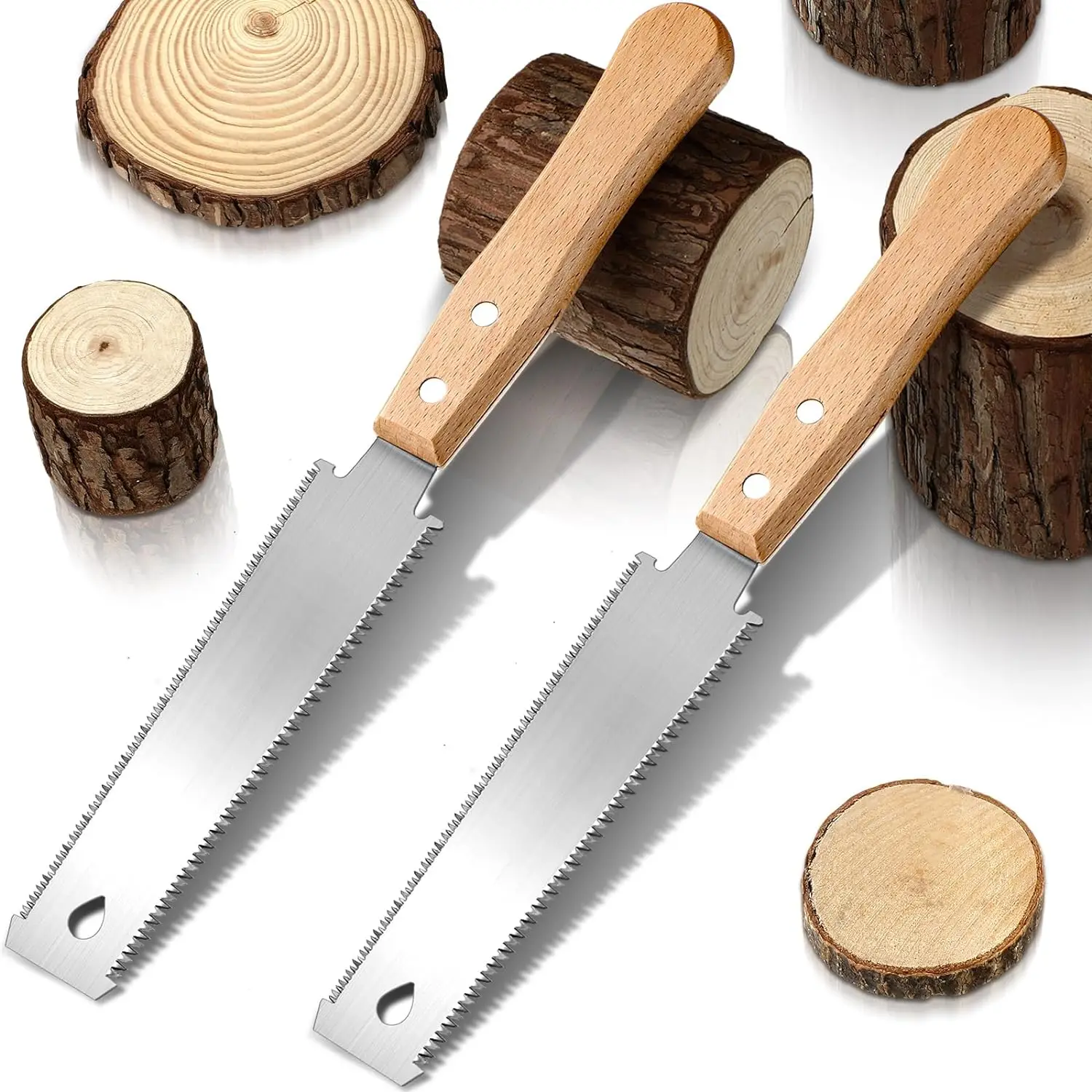 Japanese Hand Saw 6 Inch Double Edge Sided Pull Saw SK5 Flexible Blade 14/17 TPI Flush Cut Beech Handle Wood for Woodworking