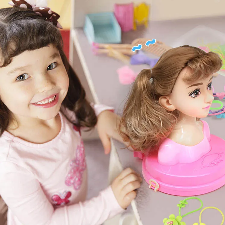 Fashion Half Body Makeup Hairstyle Mannequin Head Play House Toy Kid Princess Dress Up Practice Makeup Hair Combing Braiding Toy