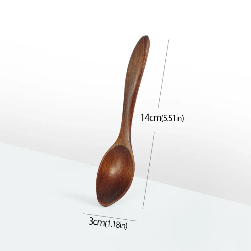 Holz-Suppenlöffel, Küchen- und Barzubehör, aus Holz, für Honig, Kaffee, wiederverwendbar, brauner Griff, zum Essen, Mischen, Rühren, Kochen – Detail 5