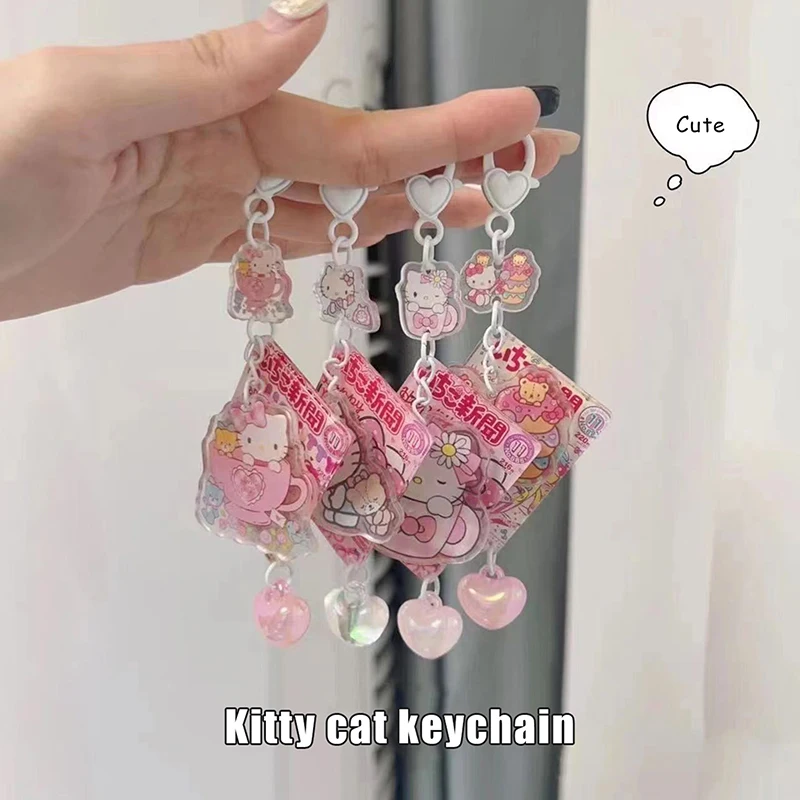 

Брелок Hello Kitty с милым кулоном, брелок для автомобиля, украшение для рюкзака, модная сумка, Очаровательная бижутерия, подарок