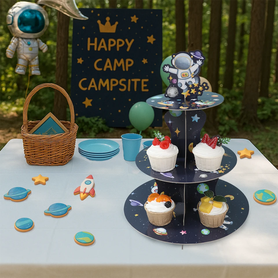 宇宙宇宙飛行士ケーキスタンド宇宙飛行士テーマ誕生日パーティーの装飾