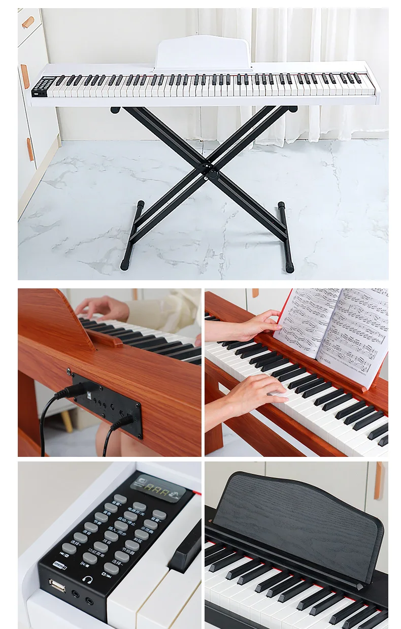 Hot Sale LED Digital Display Wooden Music Piano Multi-functional Electric Piano 88 Touches Keyboard Digital