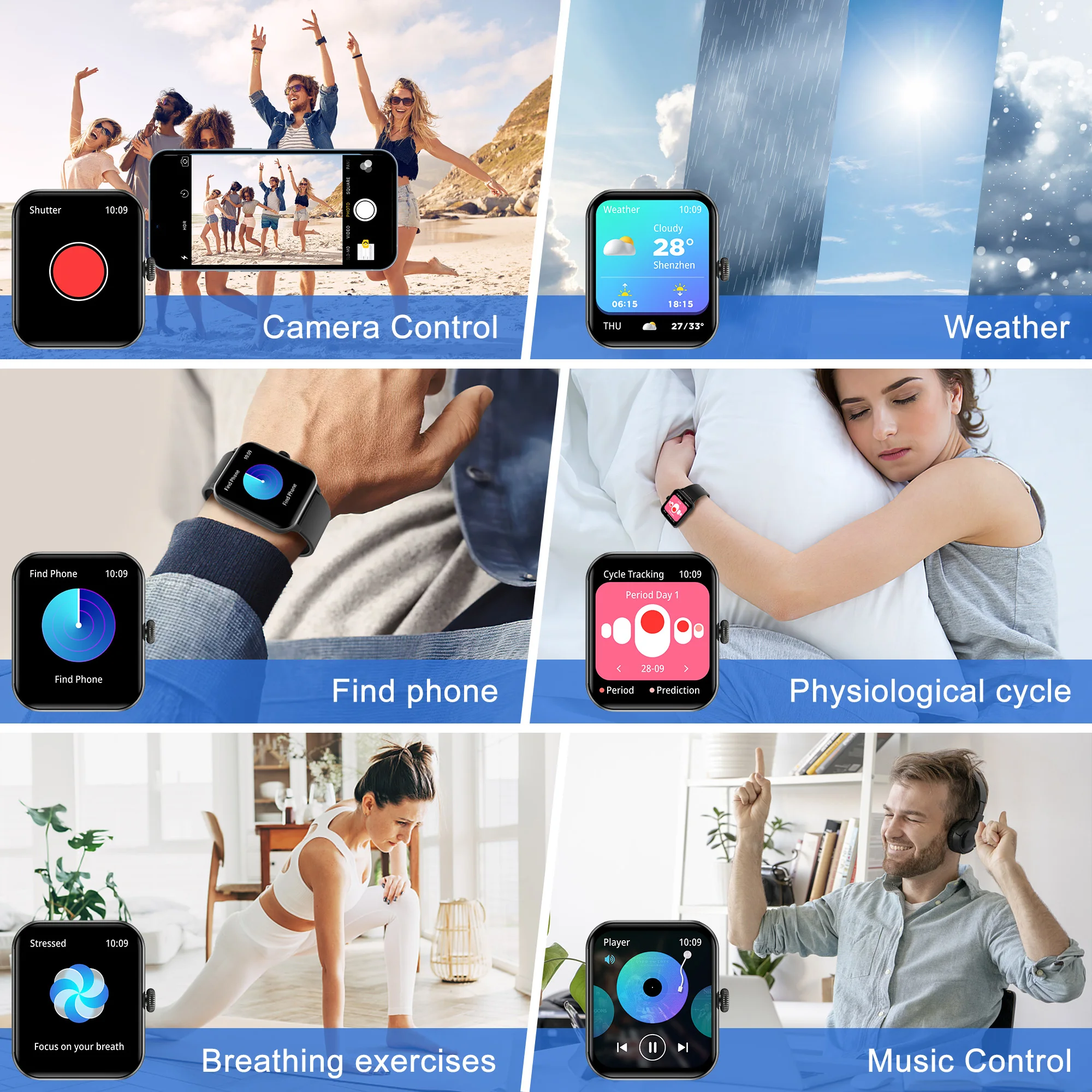 Blackview R50 smartwatch (Bluetooth call), voice assistant, large screen, women's health, sweat resistant aluminum alloy case si 6
