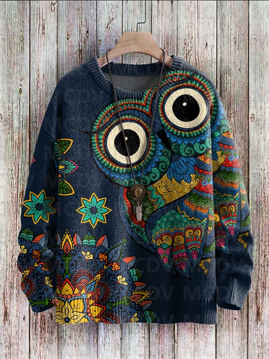 Cute Fox View Art Pattern Print Casual Knit Pullover Sweater Women For Men Sweater
