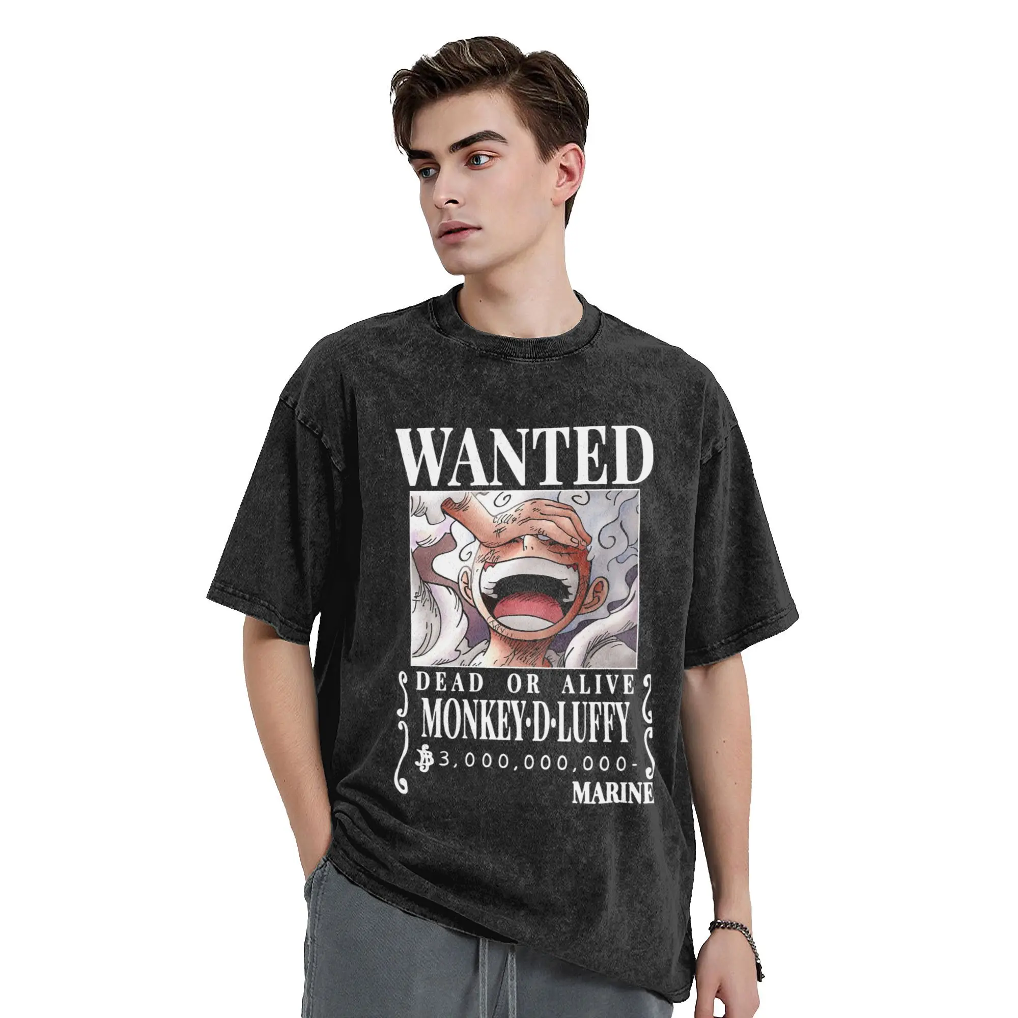One Piece T-Shirt Luffy Wanted Poster Officieel Uniseks T-shirt Regulier Katoen Volwassenen Jongens, Beige, XS