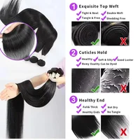 Extensions de cheveux humains brésiliens lisses en lots, 32 pouces, couleur naturelle, tressées, non traitées, cheveux vierges Remy, double trame 4