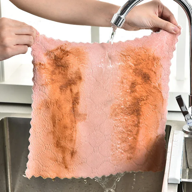 10/20Dics Mikroszálas Tisztítószekrény Konyha Abszorbens Rongyok Háztartási Olaj És Por Törlő Törülköző 24*24 Cm - Image 4
