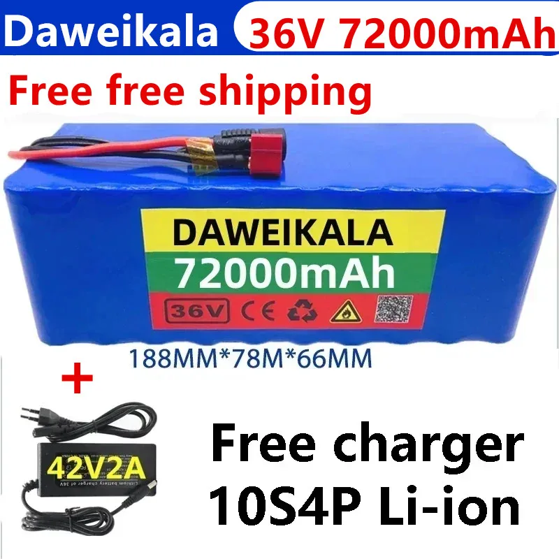 

Новый аккумулятор 36 В 10S4P 72000 мАч 1000 Вт Мощный аккумулятор для электрического велосипеда BMS + зарядное устройство 42 в + бесплатная доставка